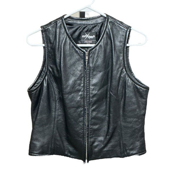 WILSON’S LEATHER Maxima Vintage Leather Vest L 19” p2p Black EUC - Picture 4 of 10